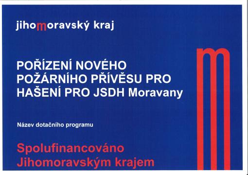 Pořízení nového požárního přívěsu pro hašení pro JSDH Moravany