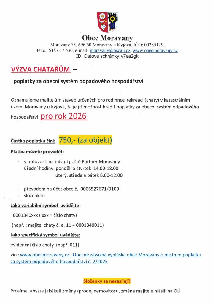 Výzva chatařům pro rok 2026